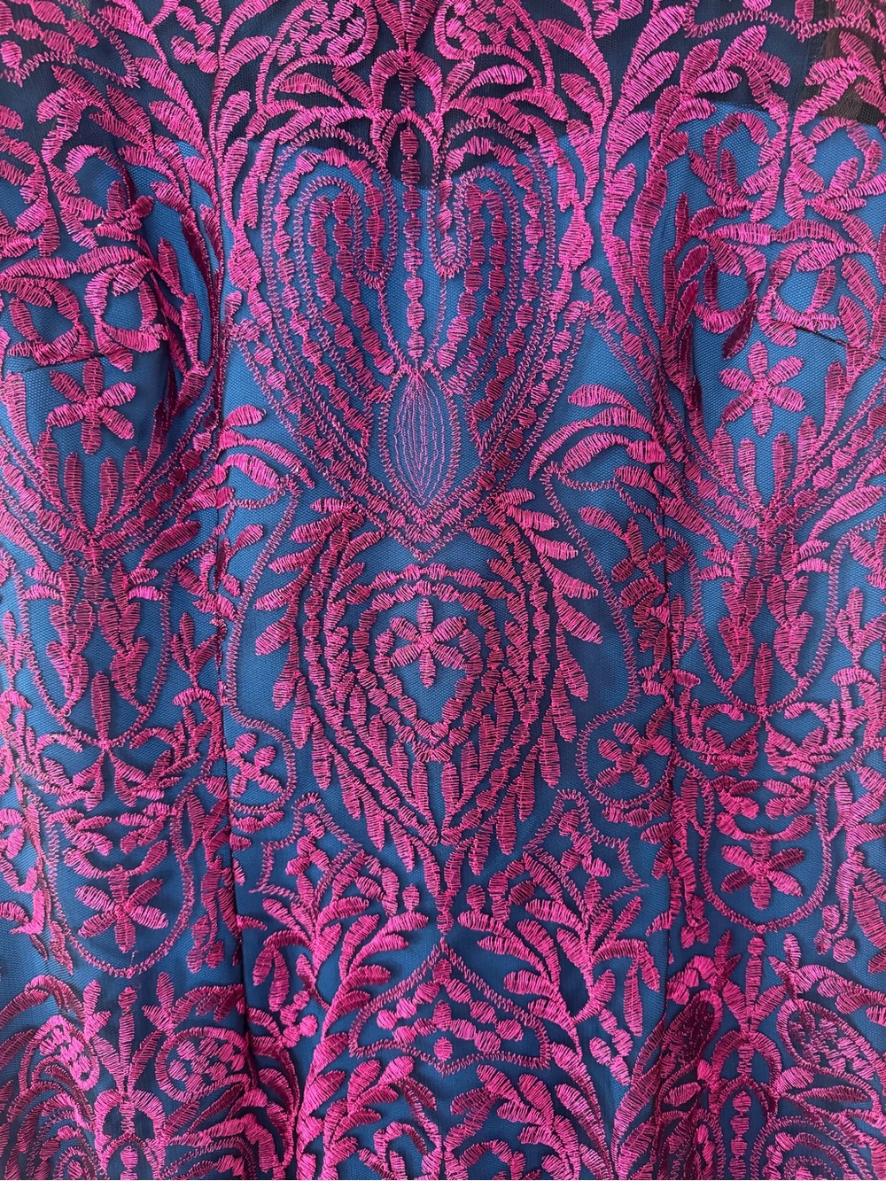 Floral Lace Midi Dress in Magenta and Navy